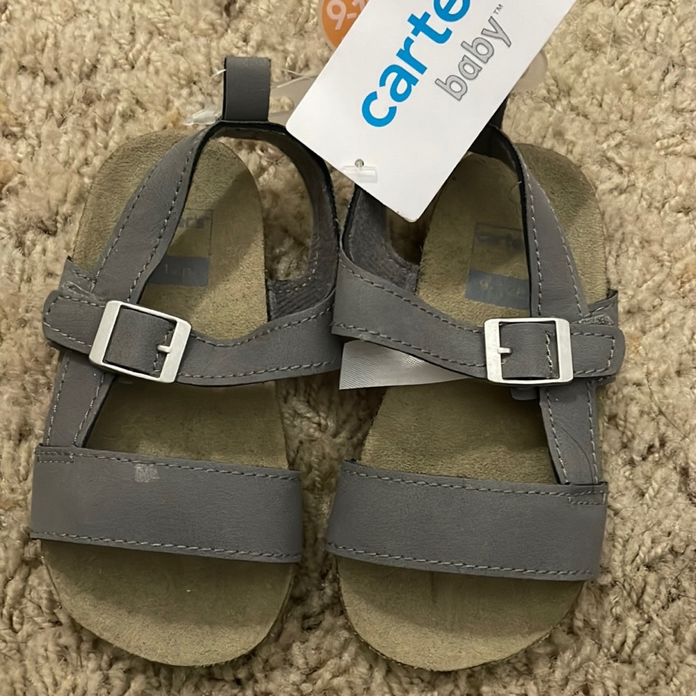 Infant Carter’s Baby sandals blue-ish gray buckle strap size: 9-12 months